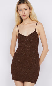 DELFINA SEQUIN MINI DRESS - CHOCOLATE