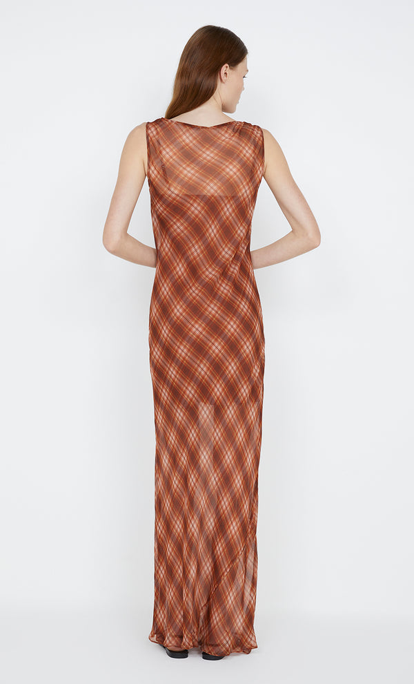 Devi Boatneck Dress in desert check by Bec + Bridge