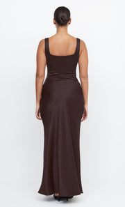 THE DREAMER SQUARE NECK DRESS - DARK CHOCOLATE