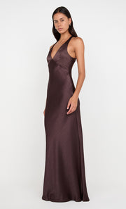 THE DREAMER V NECK DRESS - DARK CHOCOLATE