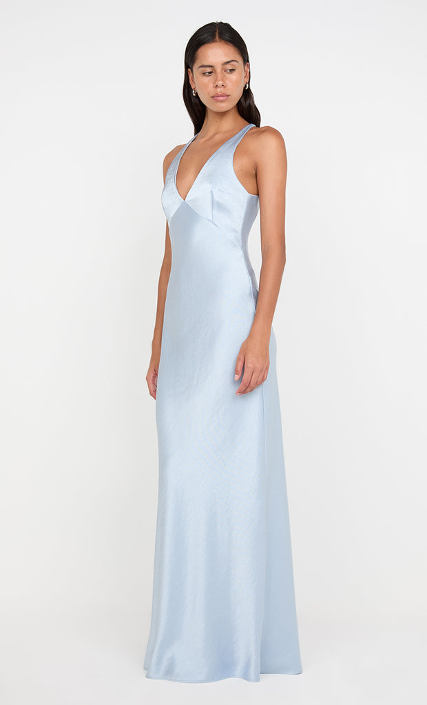 THE DREAMER V NECK DRESS - DUSTY BLUE