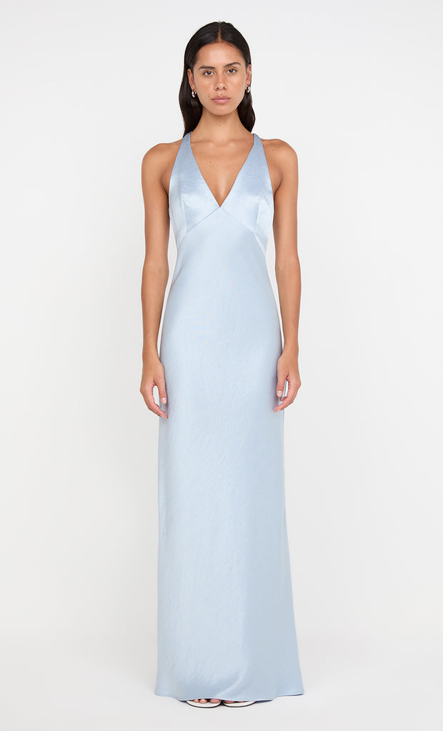 THE DREAMER V NECK DRESS - DUSTY BLUE