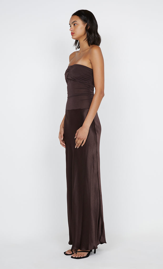 Dua Strapless Dress in Dark Chocolate by Bec + Bridge