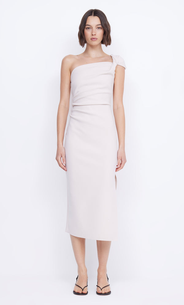 Elea Asym Midi Dress in Vanilla Bean by Bec + Bridge