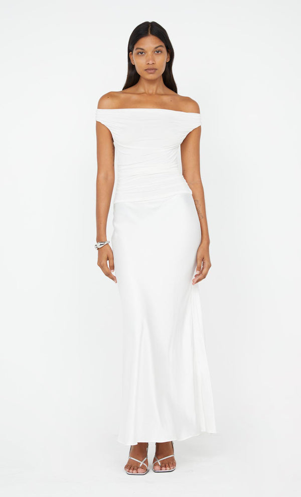 Eleah Off Shoulder Dress in Ivory by Bec + Bridge