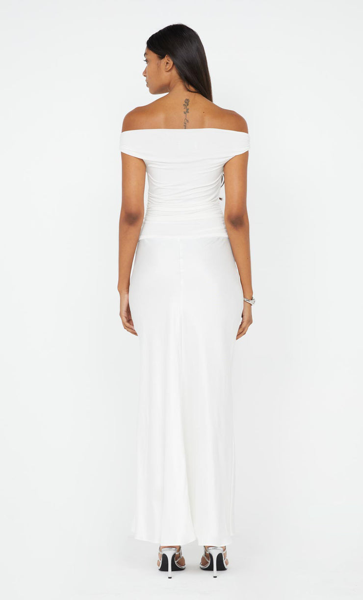 Eleah Off Shoulder Dress in Ivory by Bec + Bridge