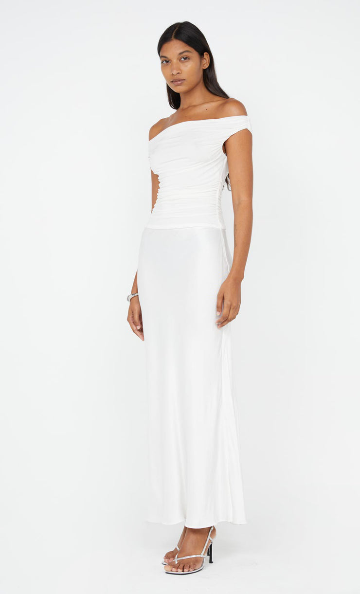 Eleah Off Shoulder Dress in Ivory by Bec + Bridge