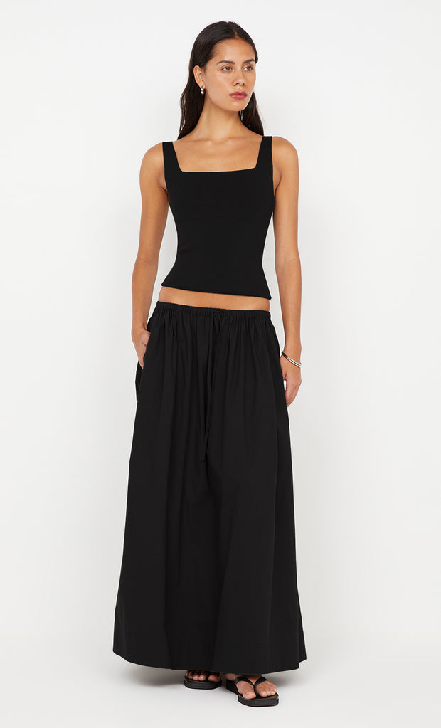 Eleanor Drawcord Maxi Skirt in Black by Bec + Bridge