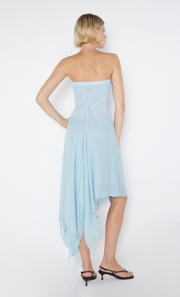 Elzette Strapless Midi Dress in Dolphin Blue by Bec + Bridge