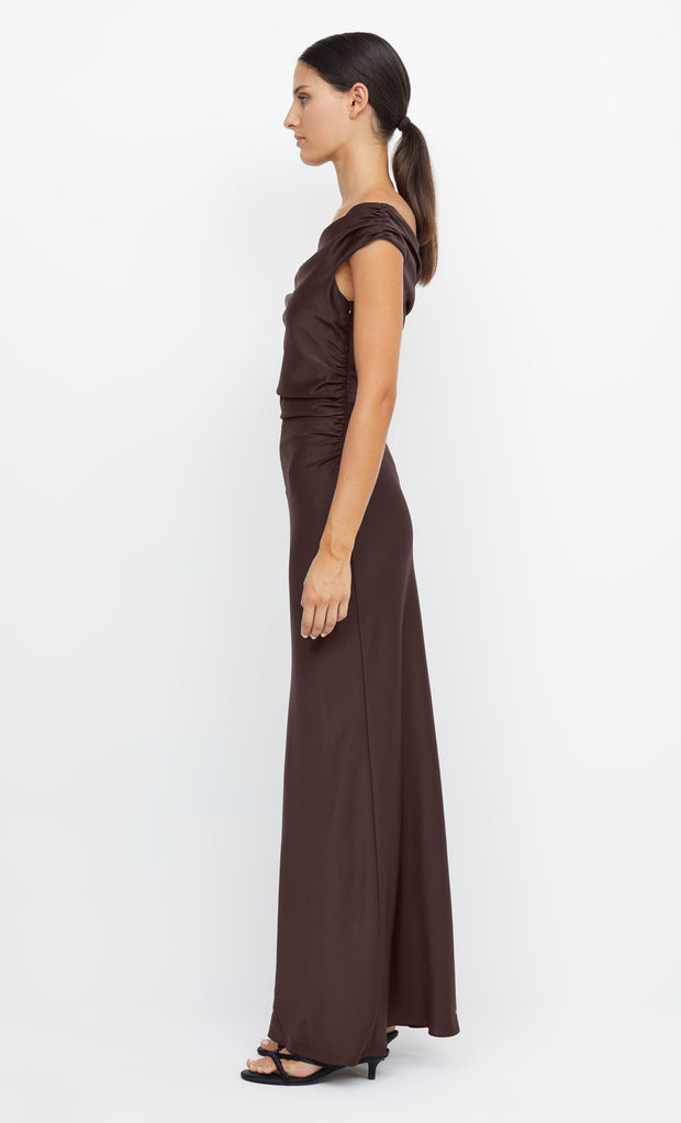 ETERNITY OFF SHOULDER MAXI - DARK CHOCOLATE