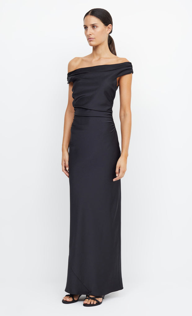 Eternity Off Shoulder Bridesmaid Formal Maxi Dress in Black by Bec + Bridge