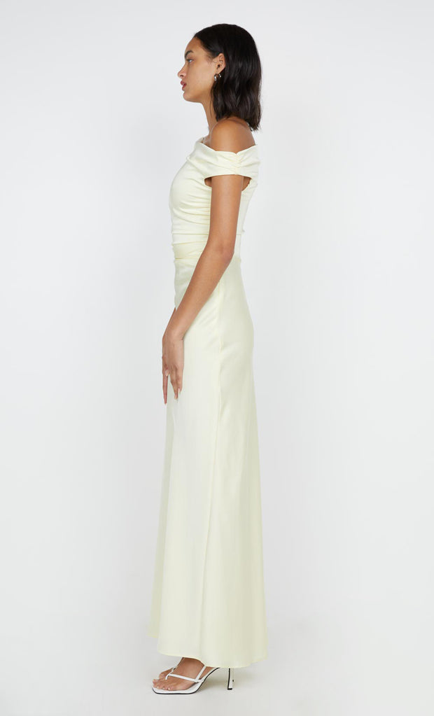 Eternity Off Shoulder Maxi Dress in Ice Yellow by Bec + Bridge