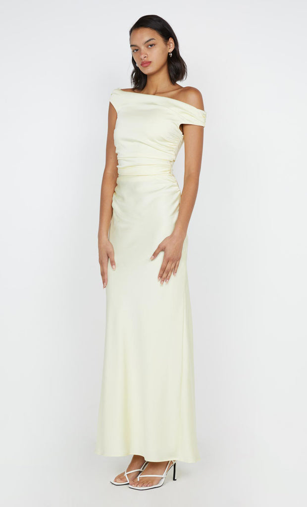 Eternity Off Shoulder Maxi Dress in Ice Yellow by Bec + Bridge