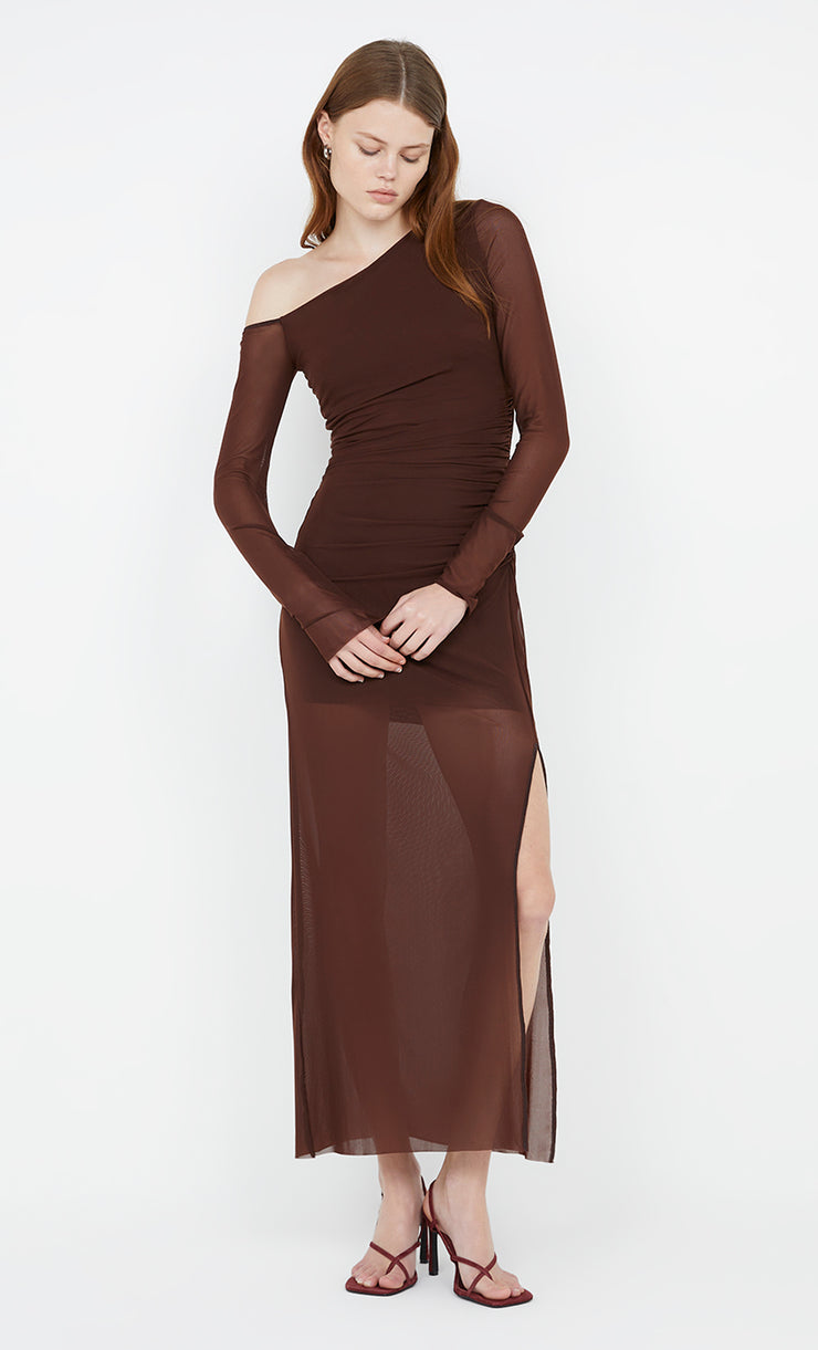 Fae Asym Long Sleeve Dress in Cocoa by Bec + Bridge