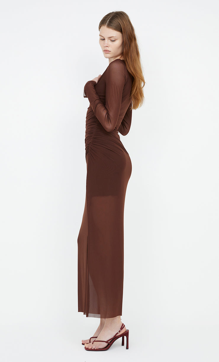 Fae Asym Long Sleeve Dress in Cocoa by Bec + Bridge