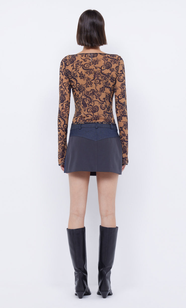 Fleur de Lis Long Sleeve Top in Bandana print by Bec + Bridge