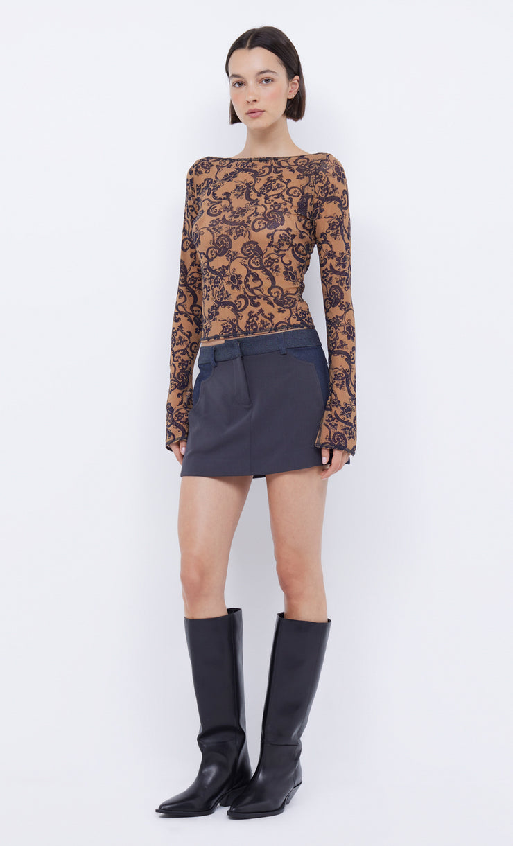 Fleur de Lis Long Sleeve Top in Bandana print by Bec + Bridge