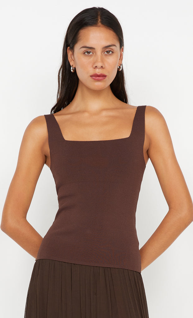 GEMMA SQUARE NECK TANK - CHOC