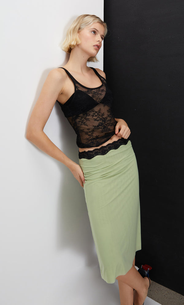 Hacie Midi Skirt in Avocado and Black by Bec + Bridge