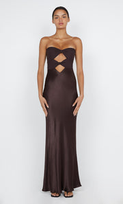 HALLE STRAPLESS DRESS - CHOCOLATE