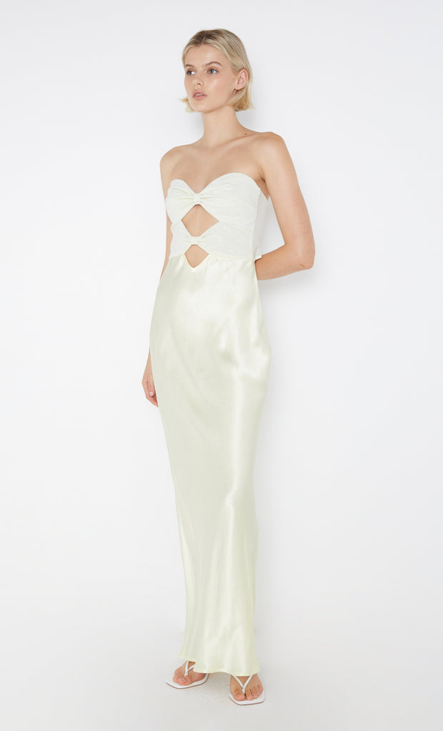 Halle Strapless Maxi Dress Formal in Ice Yellow by Bec + Bridge