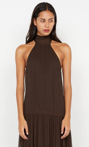 INKA HIGH NECK DRESS - CHOCOLATE