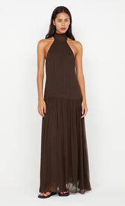 INKA HIGH NECK DRESS - CHOCOLATE