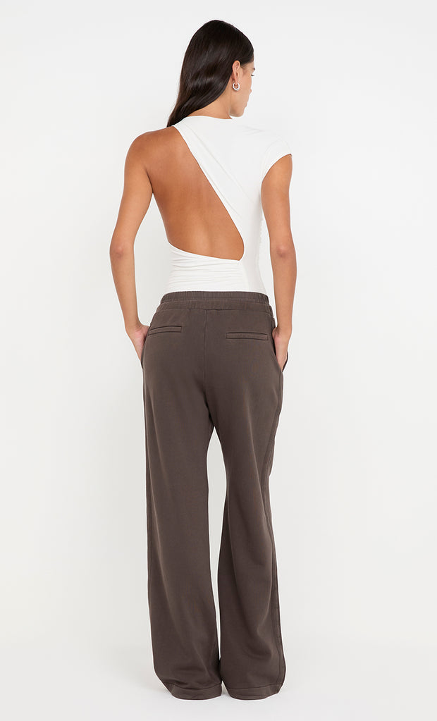 JORJA DOUBLE WAISTBAND PANT - DARK CHOCOLATE