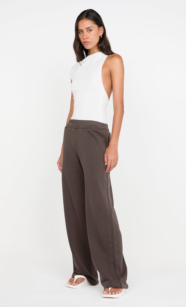 JORJA DOUBLE WAISTBAND PANT - DARK CHOCOLATE