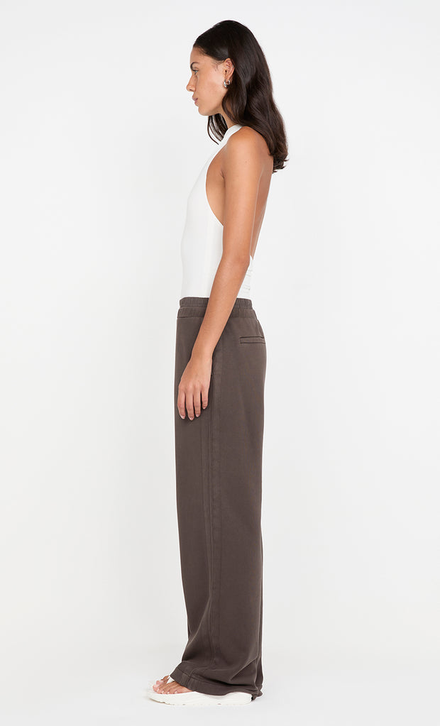 JORJA DOUBLE WAISTBAND PANT - DARK CHOCOLATE