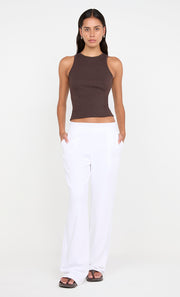 JORJA DOUBLE WAISTBAND PANT - WHITE