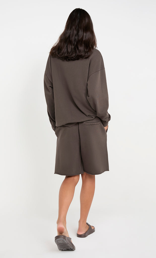 JORJA ZIP UP JUMPER  - DARK CHOCOLATE