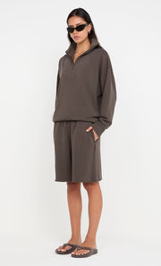 JORJA ZIP UP JUMPER  - DARK CHOCOLATE