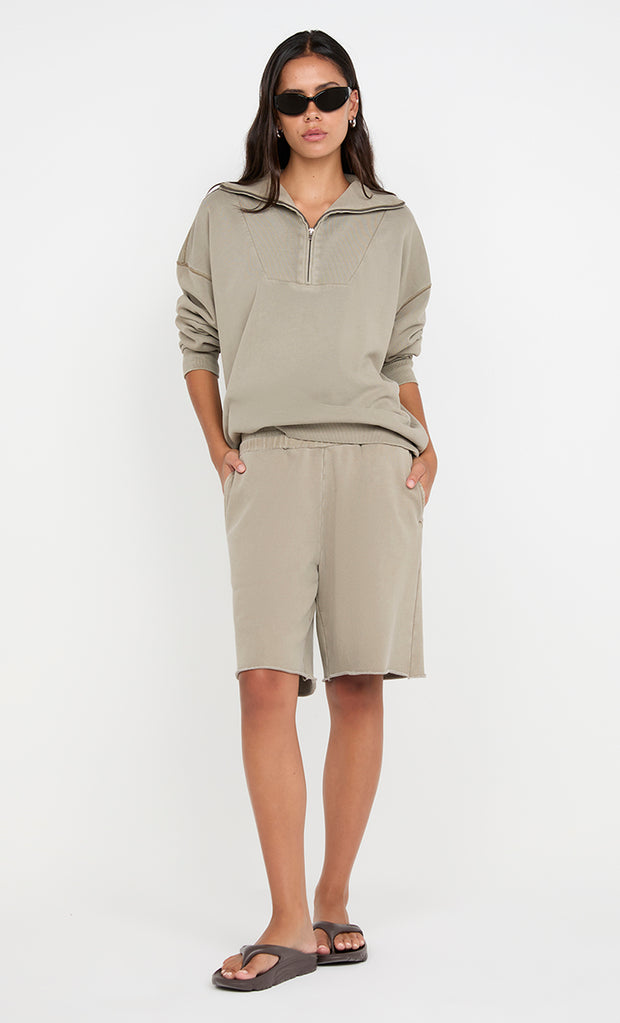 JORJA ZIP UP JUMPER  - TAUPE