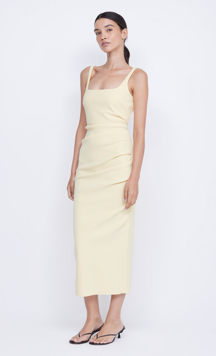 Karina Tuck Midi Dress in Butter Yellow by Bec + Bridge