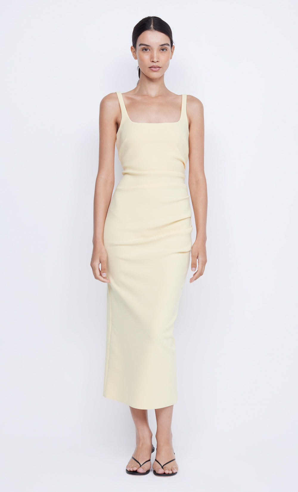 KARINA TUCK MIDI DRESS BUTTER YELLOW BEC BRIDGE AU