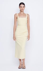 Karina Tuck Midi Dress in Butter Yellow by Bec + Bridge