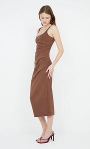 Karina Tuck Midi Dress in chocolate by Bec + Bridge