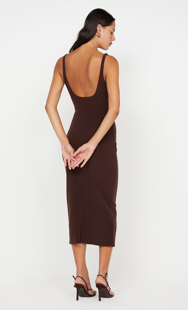 Karina Tuck Midi Dress in Dark Chocolate by Bec + Bridge