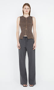 Keke Knit Lace Up Top in Choc Marle by Bec+ Bridge