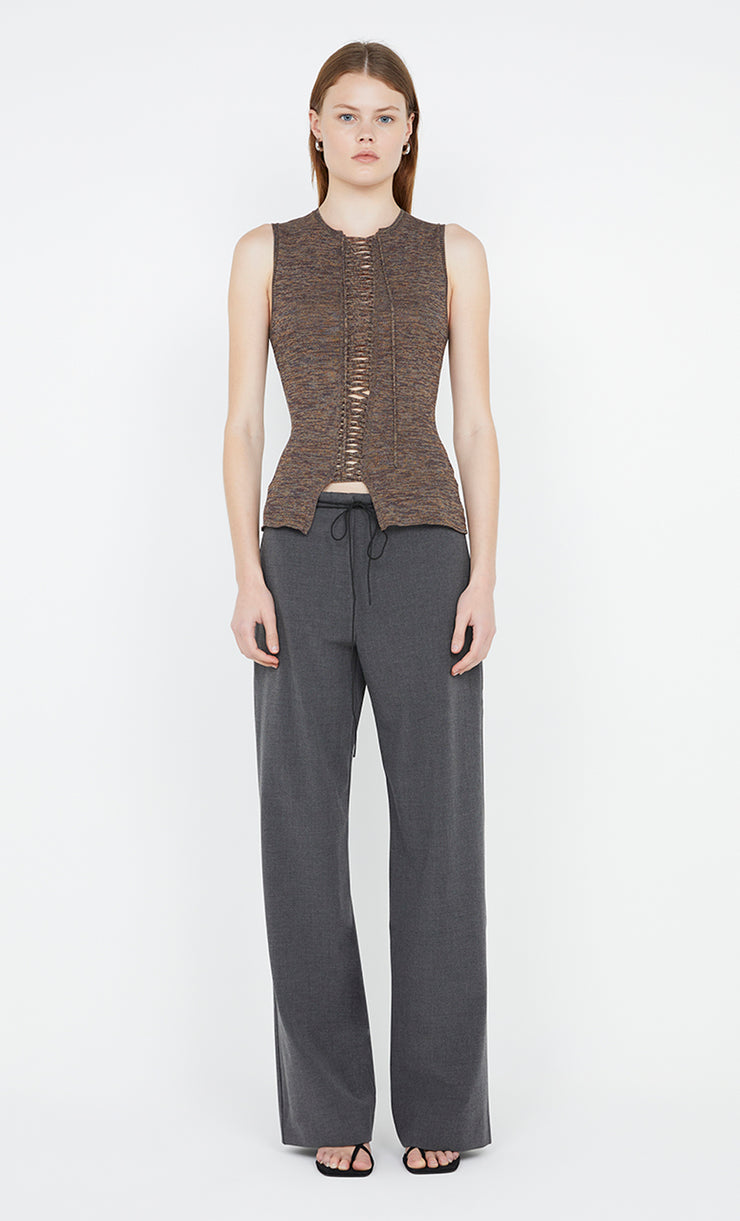 Keke Knit Lace Up Top in Choc Marle by Bec+ Bridge