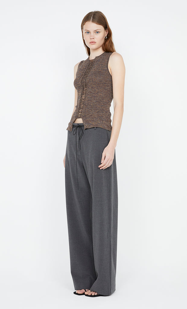 Keke Knit Lace Up Top in Choc Marle by Bec+ Bridge