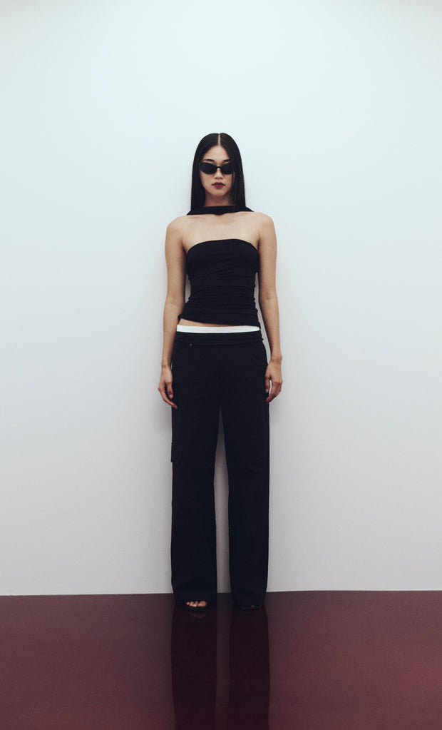 KELSI POCKET PANT - BLACK/WHITE