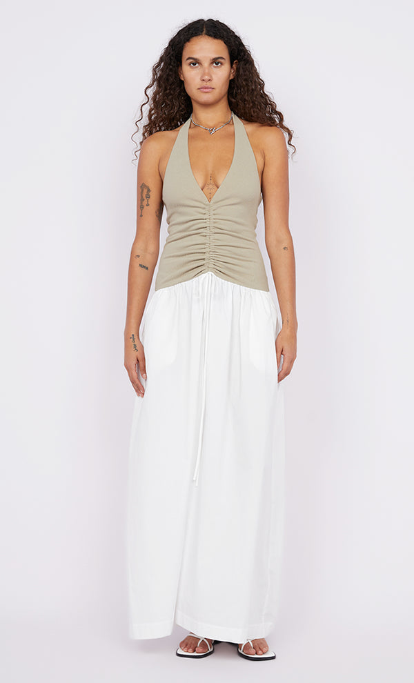 Leila Halter Dress in Taupe and Ivory by Bec + Bridge