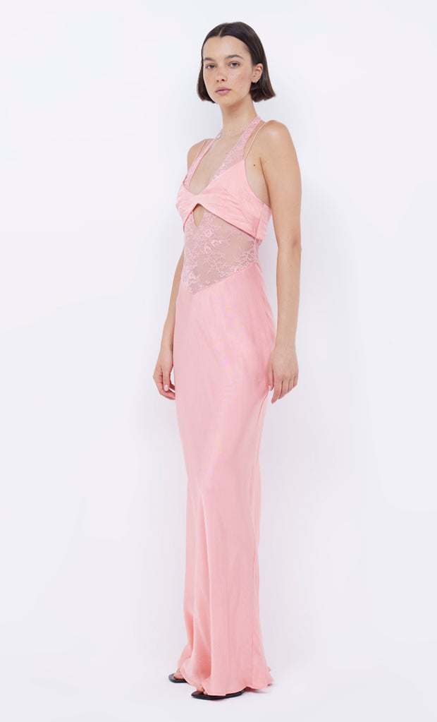 LIV HALTER MAXI DRESS - PINK SHERBET