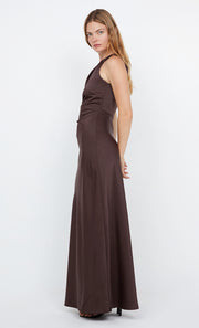 LUNETTA ASYM DRESS - DARK CHOCOLATE