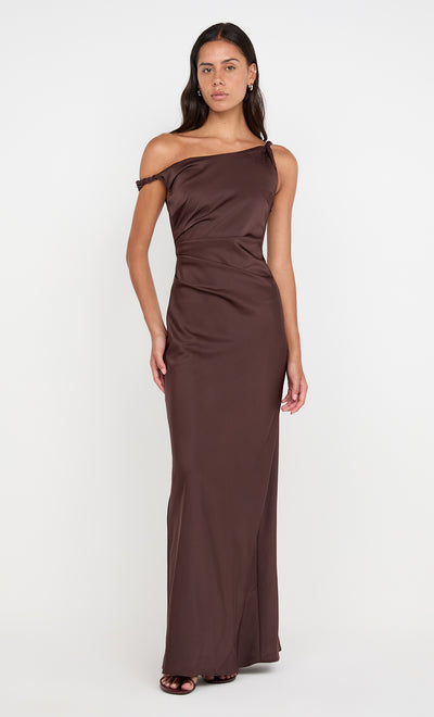 Lunetta Twist Strap Dress in Dark Chocolate by Bec + Bridge Bridesmaid