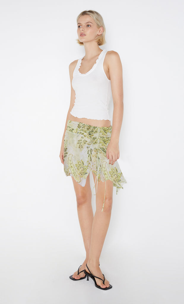 Lylou Gathered Mini Skirt in Lemon Paisley by Bec + Bridge