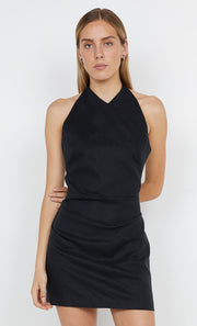 MARIANNA HALTER MINI DRESS - BLACK