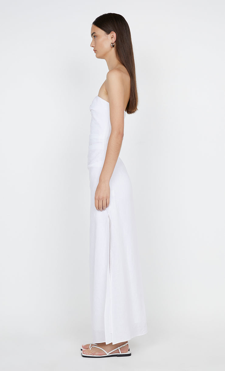 Marianna Strapless Dress in White with cutout by Bec + Bridge